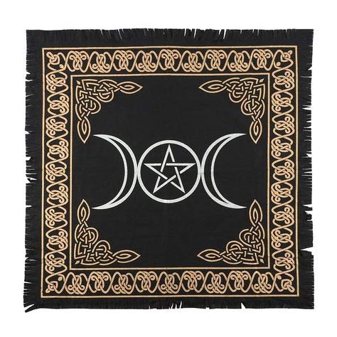 Indian Consigners Altar Cloth Triple Moon Pentagram Goddess Witchcraft Alter Tarot Spread Top Cloth Wiccan Square Spiritual 18 B