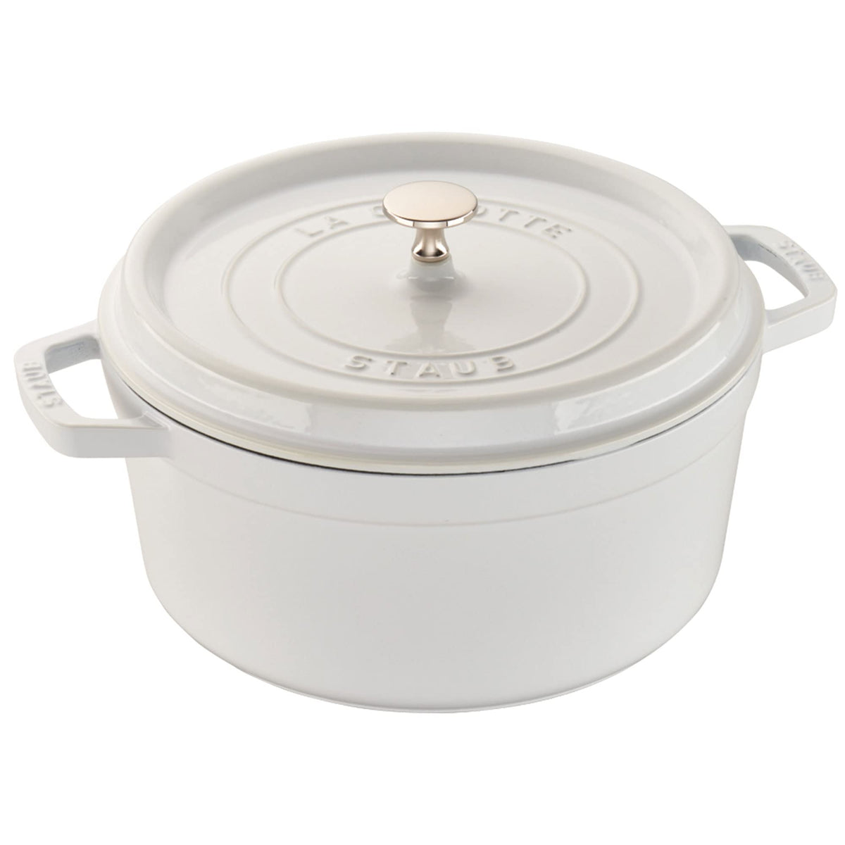 Staub Cast Iron Dutch Oven 5.5-Qt Round Cocotte, Made In France, Serves 5-6, White