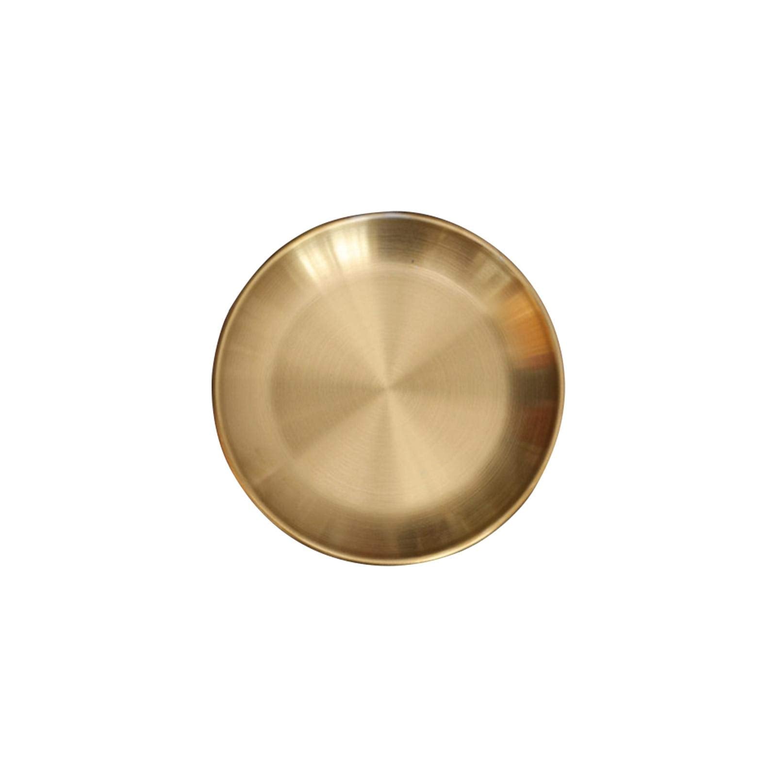 Round Brass Tray,Retro Plate Table Decor Easy Clean Stainless Steel Jewelry Organizer Round Tray for Modern Home,Jewelry, Makeup