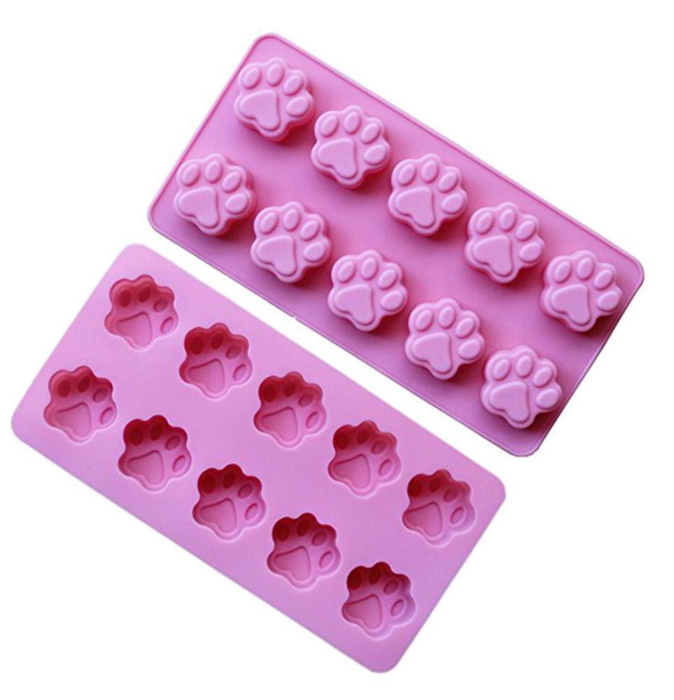 2 Pack Value Silicone Molds Mini Pet Paw Print Animal Paw Print For Homemade Dog Treats, Baking Chocolate Candy, Oven Microwave