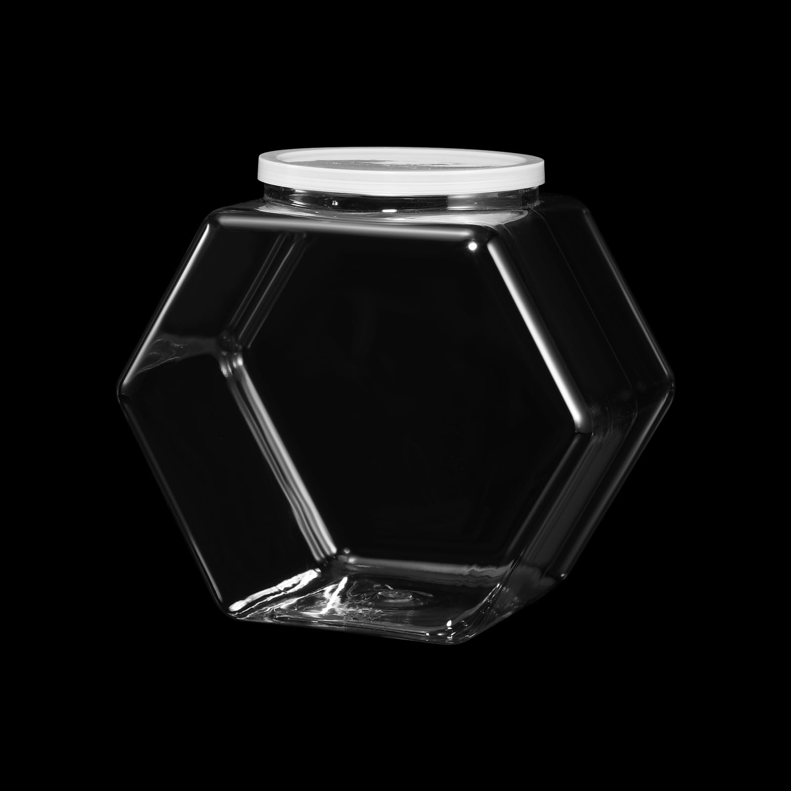 Uiifan 1 Piece Hexagonal Plastic Candy Jar With Lid Cookie Jar Clear Hexagonal Candy Containers For Snacks, Cookies, Dog Food, C