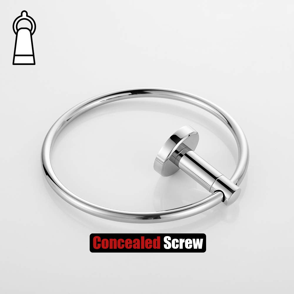 JQK Chrome Towel Ring  304 Stainless Steel Hand Towel Holder for Bathroom  Polished Finish Wall Mount  TR130-CH