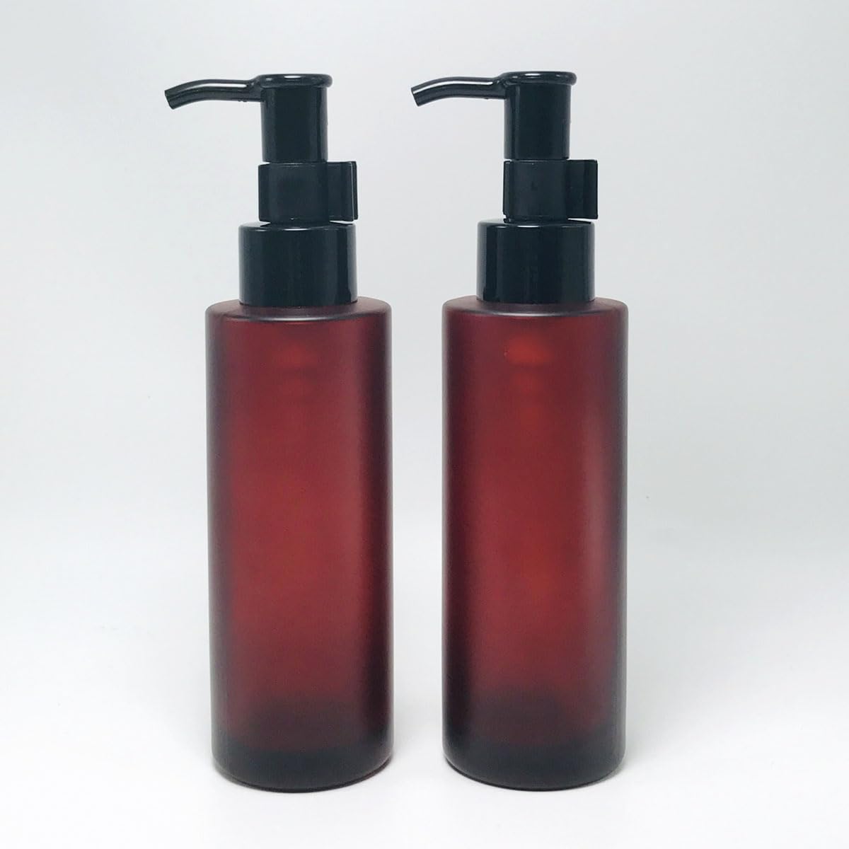 2Pcs 100Ml/3.4Oz Empty Amber Frosted Glass Lotion Pump Bottle Jars With Black Pump Top Cosmetic Makeup Packing Storage Container