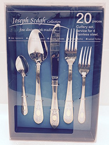 Venezia Collection ''Medallion'' 20-Pc Flatware Set Service For 4, Premium 18/10 Stainless Steel, 24K Gold Trim