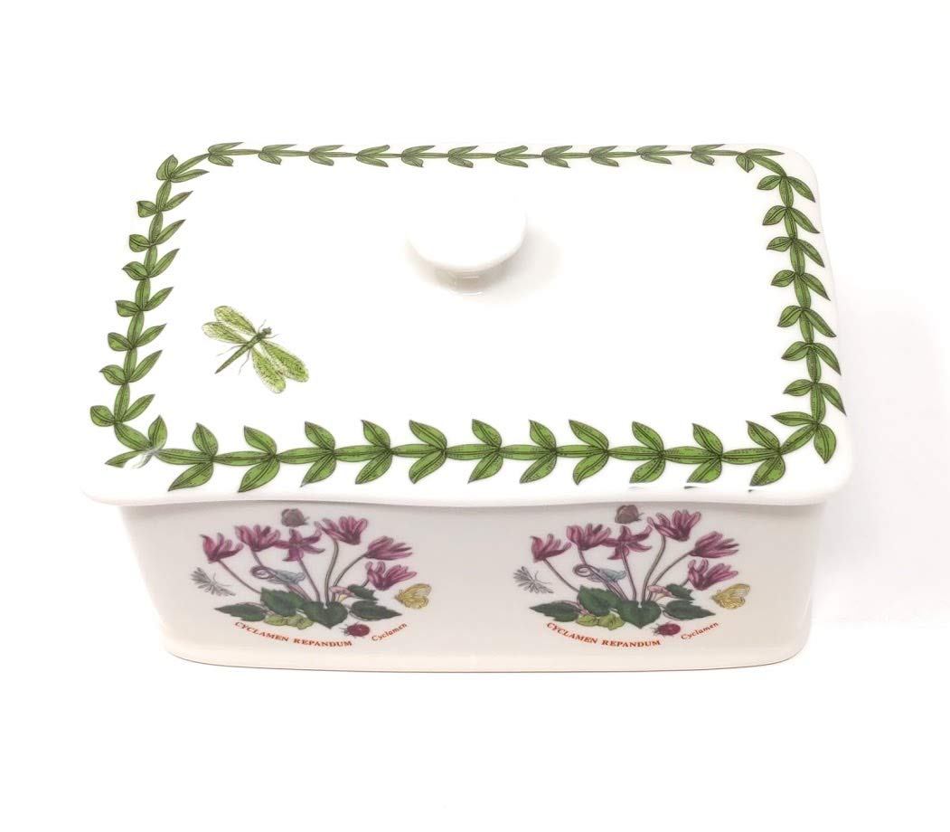 Portmeirion Botanic Garden 6'' Butter Keeper With Knob Lid | Assorted Floral Motifs | Porcelain | Dishwasher, Warm Oven, Microwa