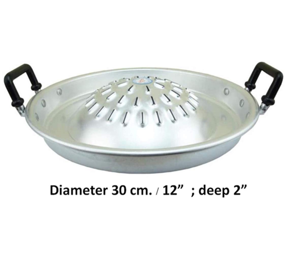 Cozinest Aluminium Mookata Thai Korean Bbq Smoke Steak Pan Pork Charcoal Grill Asian Cookware Style 12'' 14'' 16'' (16 Inch (40