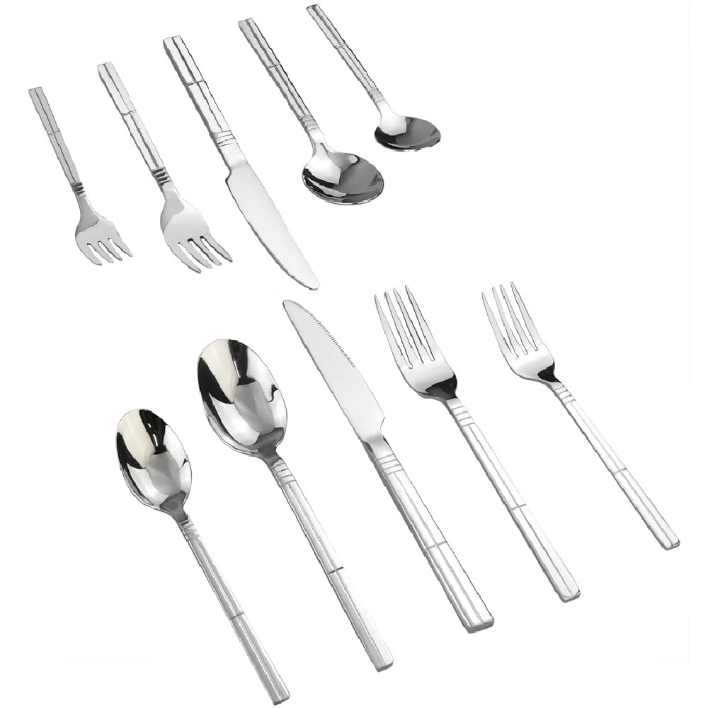 Saedy 60 Piece Stainless Steel Silverware Set, Dinner Table Flatware Service For 12