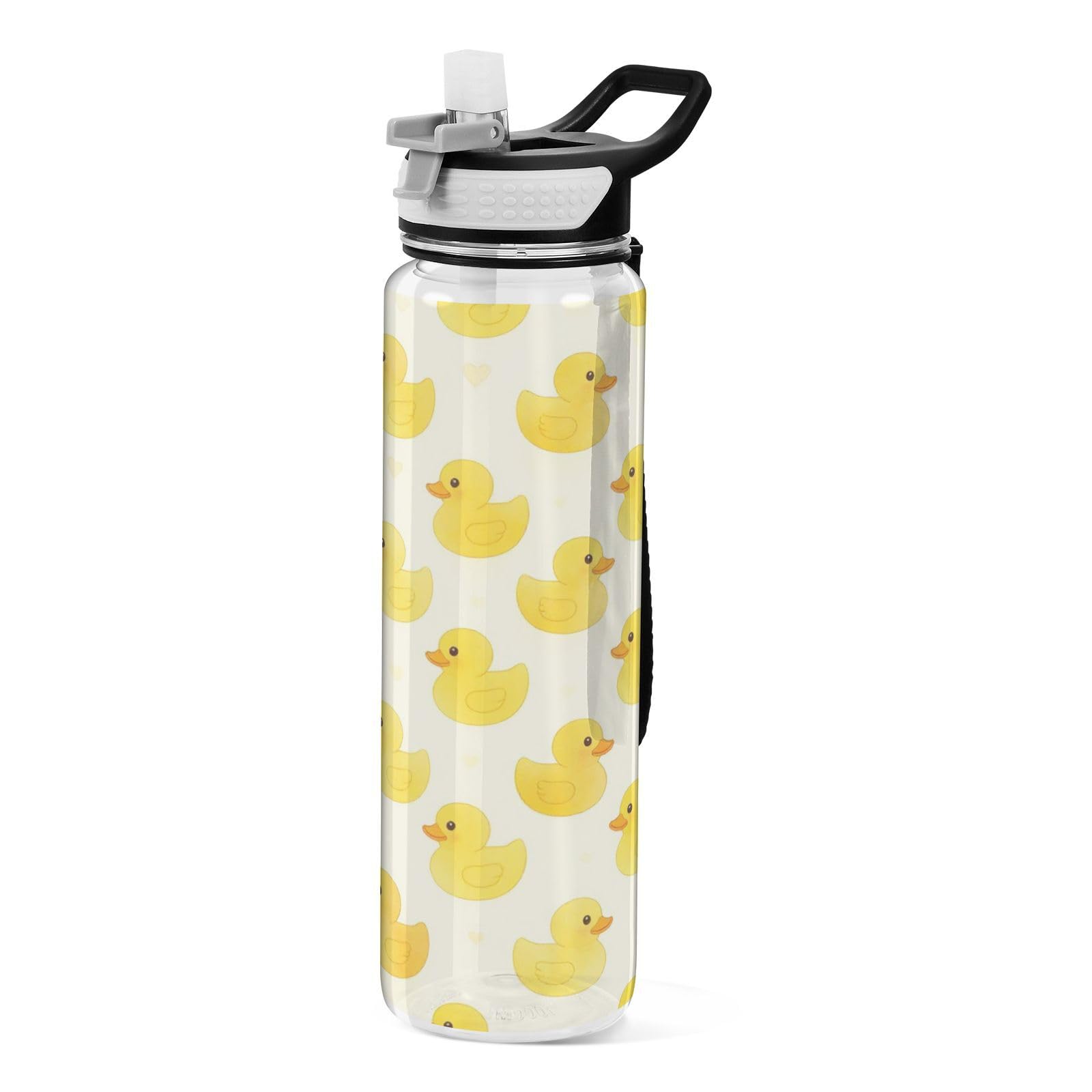 siphylline 30 oz Cartoon Ducks Yellow Cute Simply Modern Water Bottle Tritan Clear BPA Free non toxic Jugs for Drinking for Outd