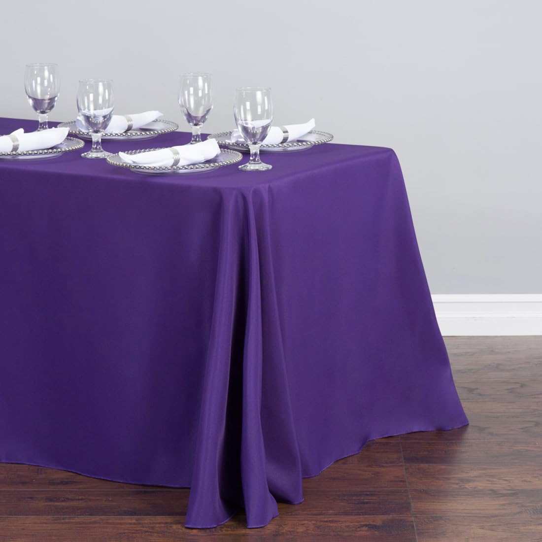 Ltc Linens 5-Pack Rectangular Tablecloths 90 In X 156 In With Rounded Corners - Purple Table Covers For 8 Ft Table With Floor-Le
