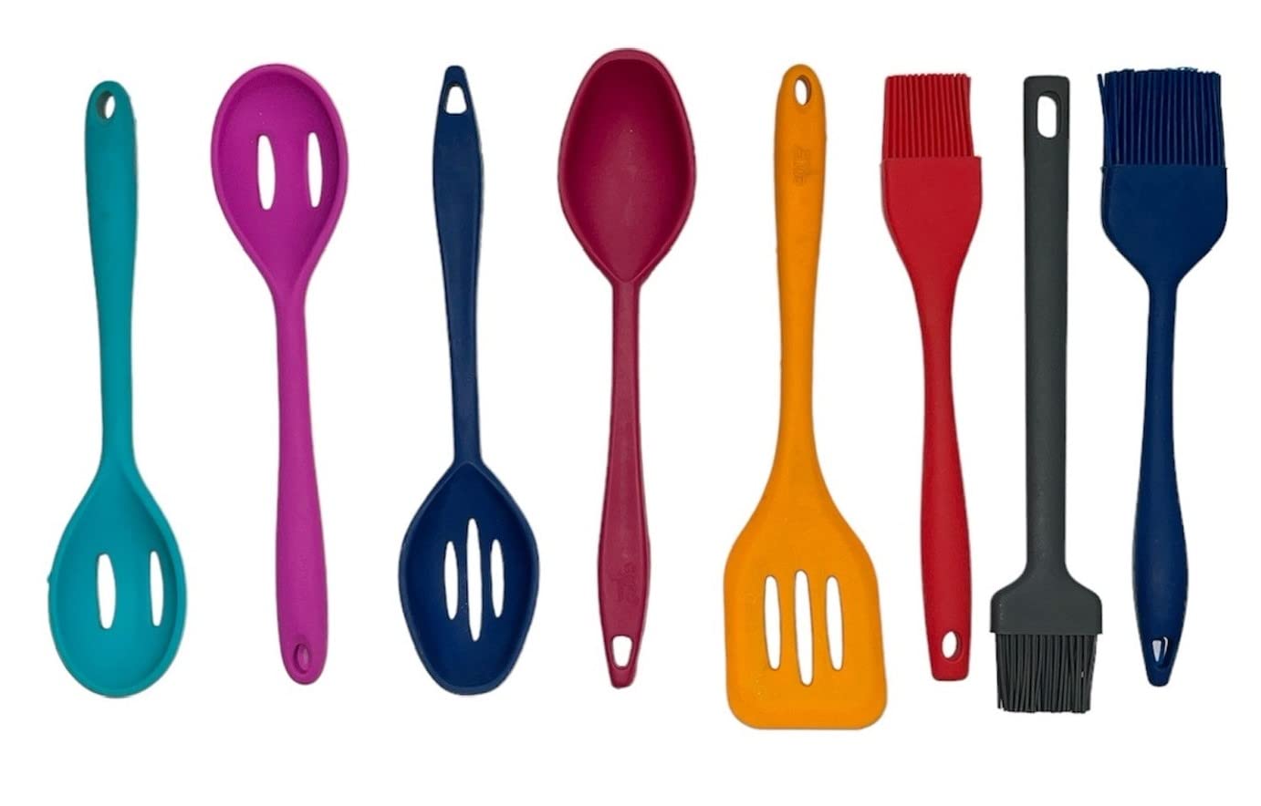 Silicone Spatula Set & Kitchen Utensils Spoon Set For Cooking With Stainless Steel Core Non Stick Silicon Spatulas Spoon Brush F