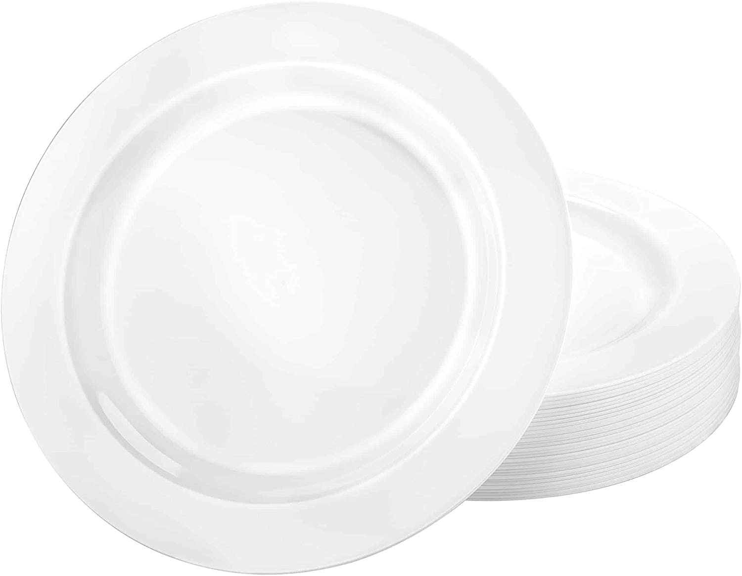 Premium Quality Heavyweight Plastic Plates China Like. Wedding And Party Dinnerware Plastic Plates 7.5 Inch, White/Pearl-Value P