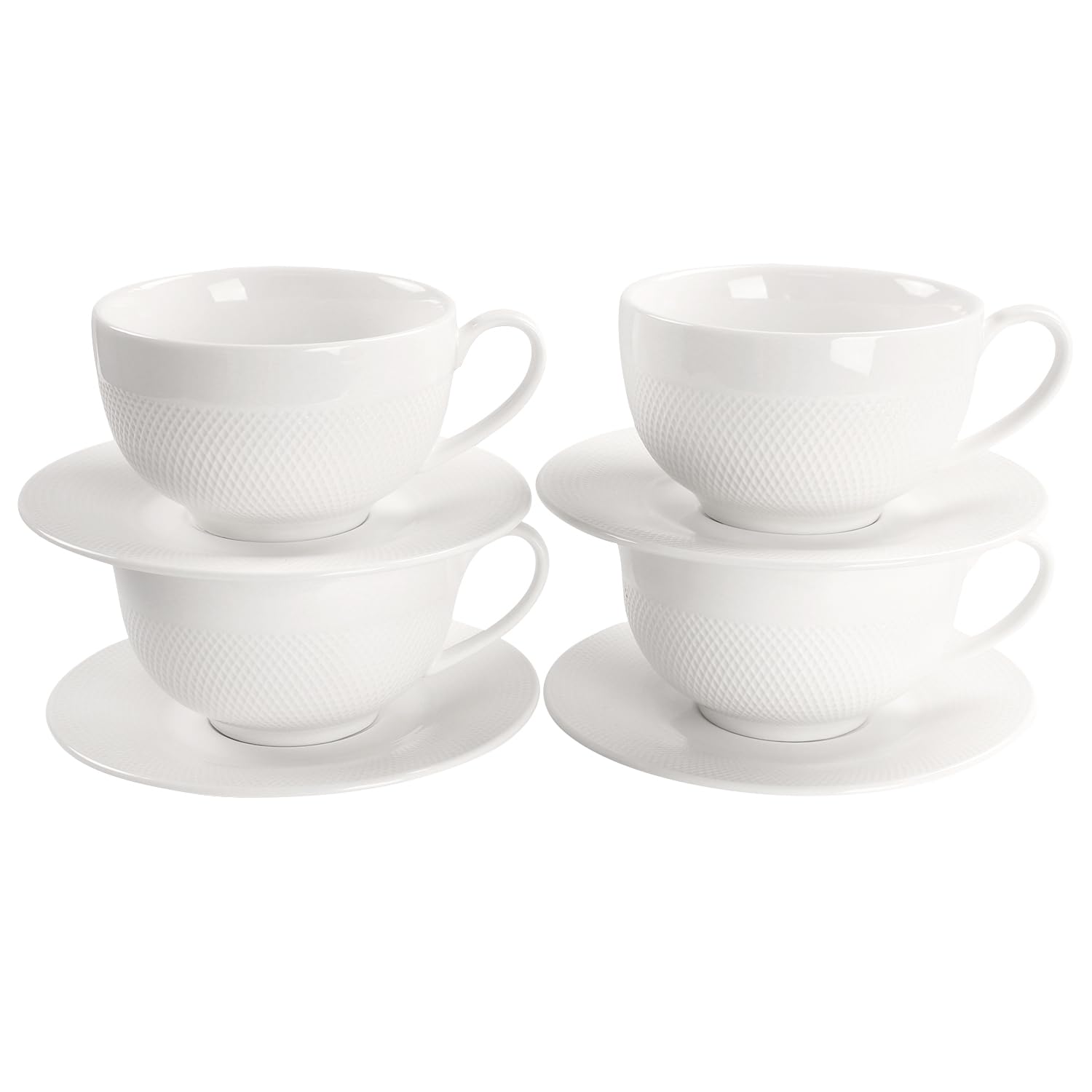 jinsongdafa Coffee Mugs Set,Ceramic Tea Cup with saucer, Espresso Cups 8piece, Stackable Cups, for Latte,Hot Tea,Cappuccino, Mo