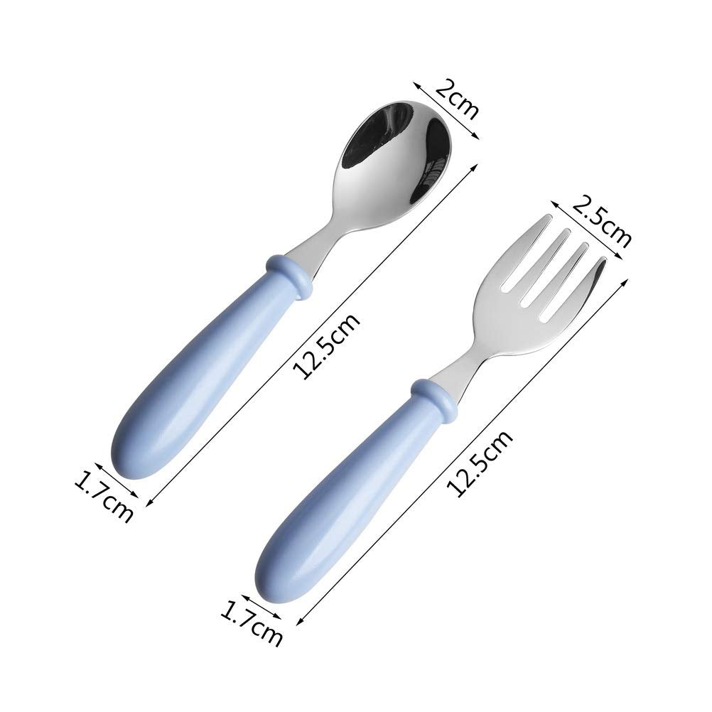 4 Pcs Toddler Utensils, Toddler Forks and Spoons,stainless Steel Baby Utensils Baby Silverware Set with Storage Box for Safe Din
