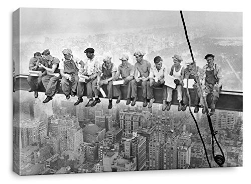 Artprints1Stop Canvas Print Wall Art - Vintage Photo Of The Lunch Atop A Skyscraper - 24X16 Inches