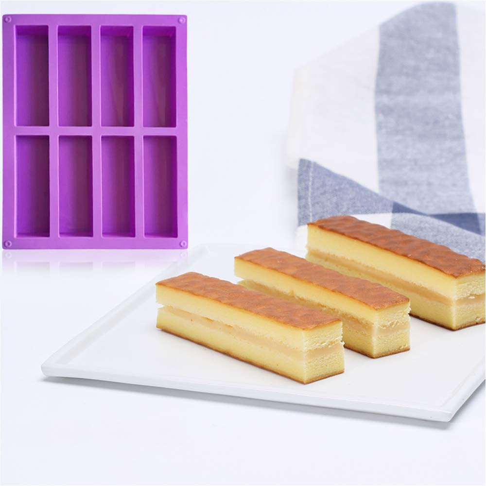 Palksky (2 Pcs) 8 Cavity Rectangle Granola Bar Silicone Mold/Nutrition/Cereal Bar Molds Energy Bar Maker For Chocolate Truffles