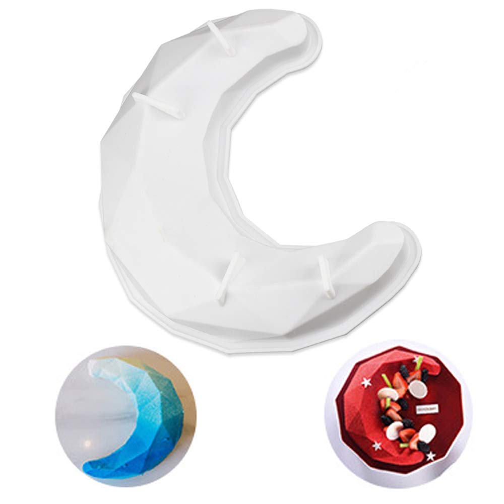 3D Diamond Moon Shaped Silicone Cake Baking Mold Crescent Moonlight Sonata Mousse Pan Bread Pizza Baking Mold Kitchen Bakeware T