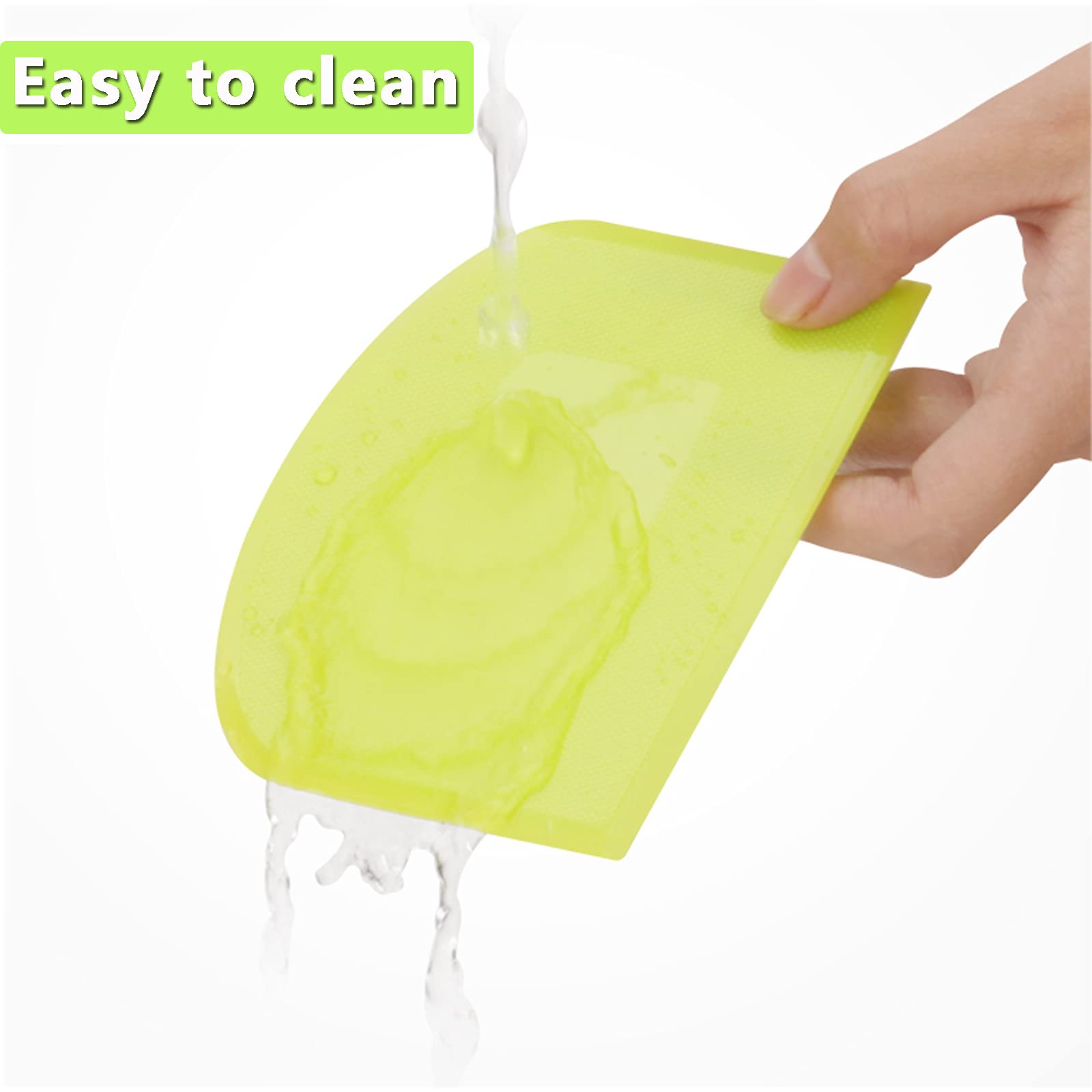WAFJAMF Plastic Dough Scraper Set, 2 PCS Flexible Food-Grade Bench Scraper, White and Green, Model RD770