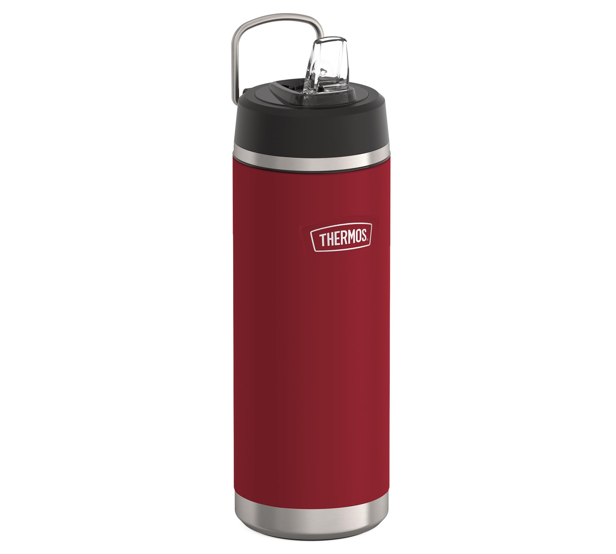Thermos ICON Insulated Drinking Bottle with Straw, 0.71 L, Berry Matt, Red, 12 Hours Cold, Stainless Steel, Thermos Flask, Dishw
