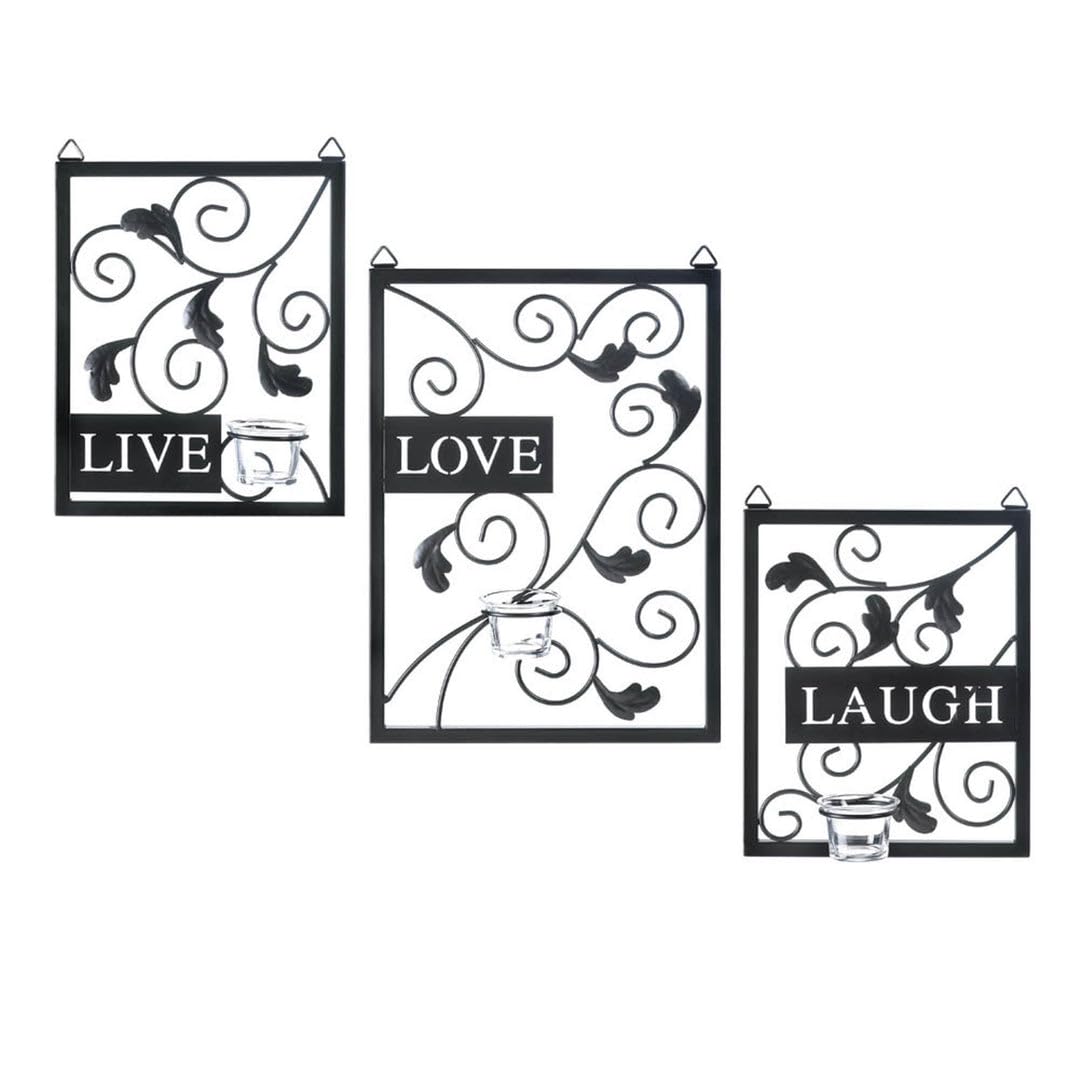 Accent Plus Live Love Laugh Candleholder Wall Decor 11x3x15