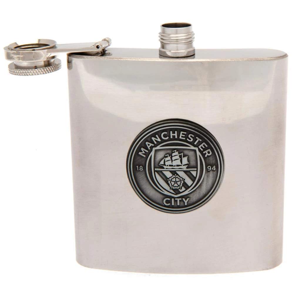 Manchester City Fc Stainless Steel Hip Flask In Gift Box - Authentic Epl