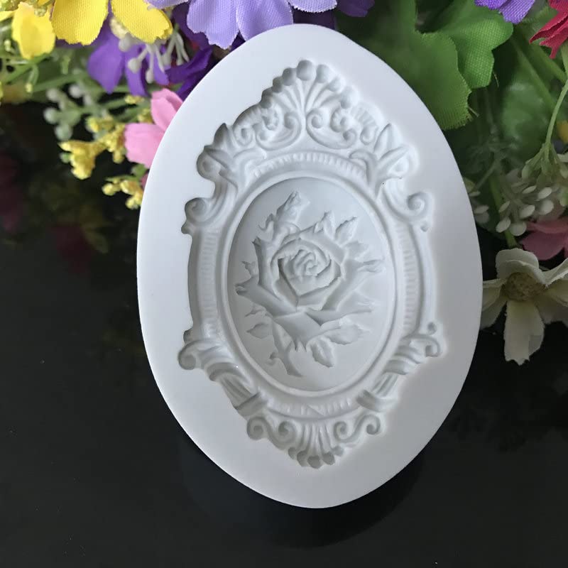 Cestony European Retro Embossed Rose Photo Frame Silicone Molds For Diy Cake Fondant Biscuit Cookies Soap Sugar Pudding Chocolat