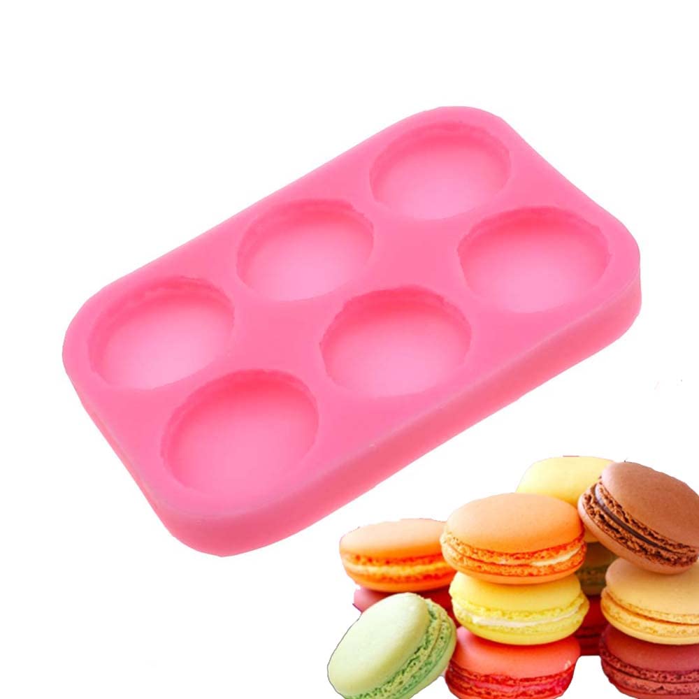 RELAND SUN 3D Macaroon Silicone Mold, Macaron Hamburger Baking Molds, Perfect for Candle, Muffin, Cake/Cupcake Decorating (6 Hol