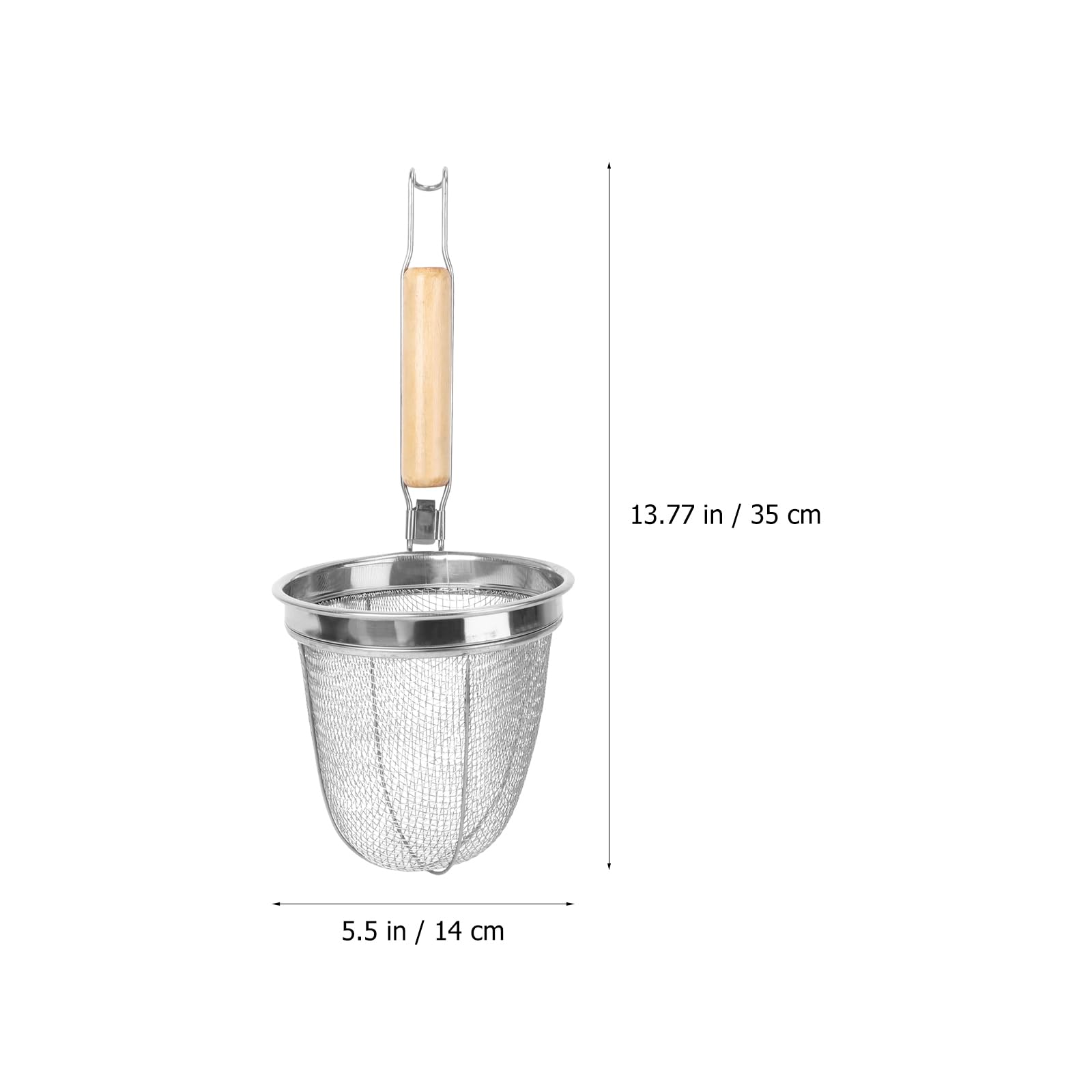 Hemoton Kitchen Stainless Steel Fine Wire Mesh Sieve Noodle Strainer Basket Cooking Filter Spoon Ladle For Pasta Ramen Deep Frie