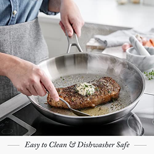 Merten & Storck Tri-Ply Stainless Steel 10A and 12A Frying Pan Skillet Set  Professional cooking  Multi clad  Heats Evenly  Drip-Free Pouring Edges  Browning  Induction  Durable Oven & Dishwasher Safe