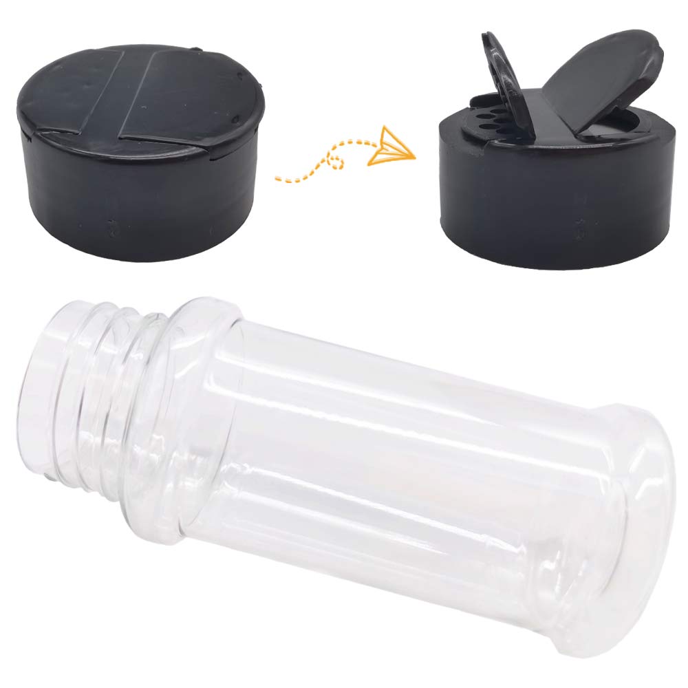 Ojyudd 16 Pack 3.4Oz/100Ml Plastic Spice Bottles Set,Empty Seasoning Containers With Black Cap,Clear Reusable Containers Jars Fo