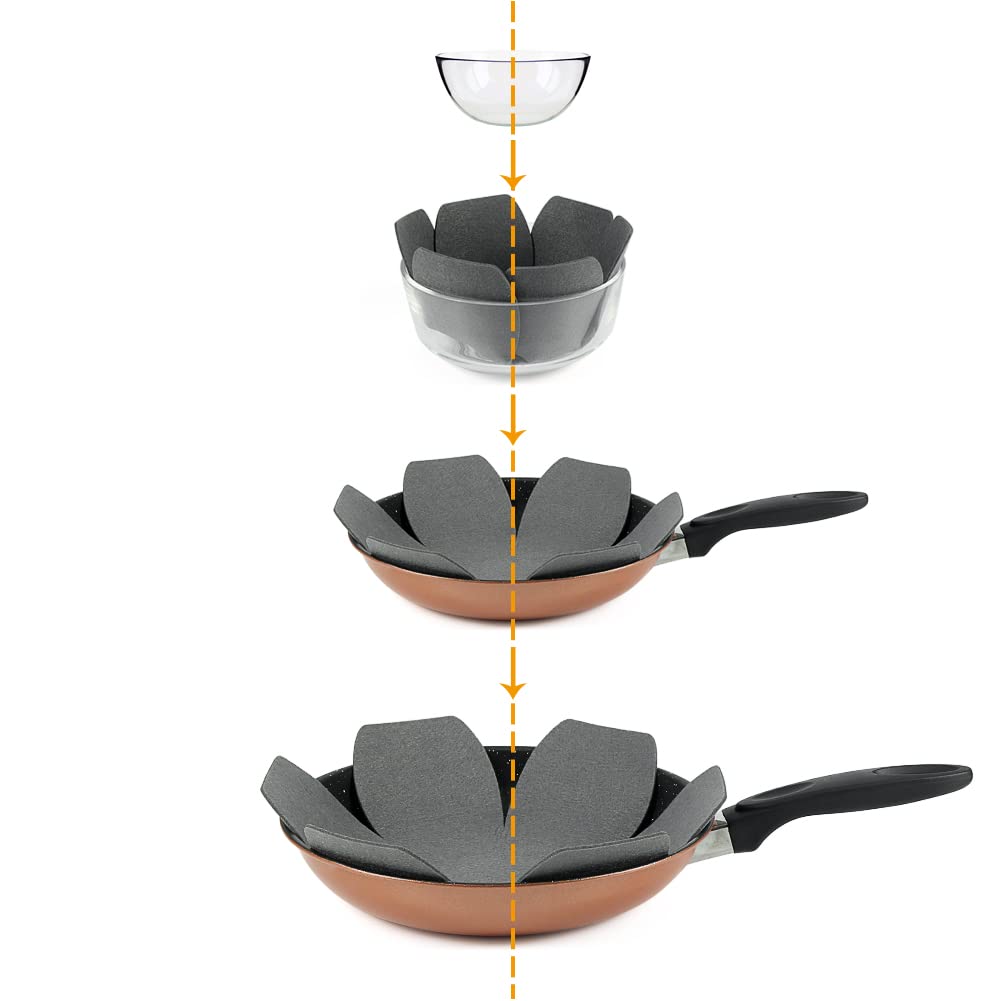 Bykitchen Pan Pot Protectors, Set Of 12 And 3 Different Sizes, Larger & Thicker Felt Pot Pan Separators, Gray Pan Dividers Prote