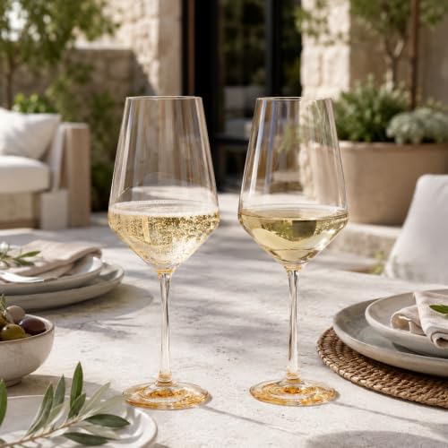 Monet Stemmed Wine Glassware, Yellow, Set of 2