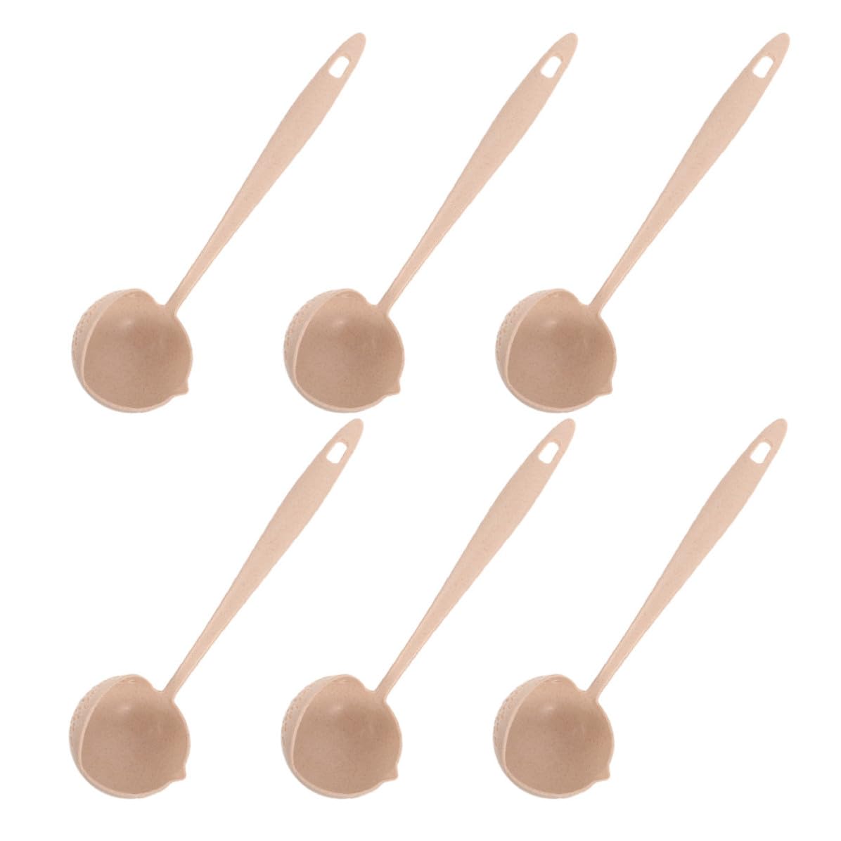 6pcs Plastic Strainer Ladle with Precision Holes, Heat Resistant Beige