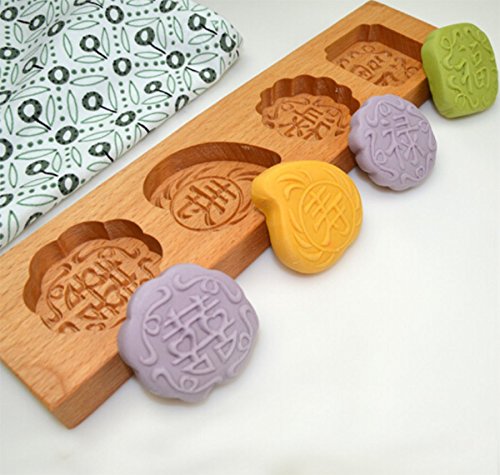 Jklcom Moon Cake Mold Wooden Chinese Mooncake Mold Mooncake Mold Press Wooden Cookie Mold Baking Mold Mid-Autumn Festival Moonca