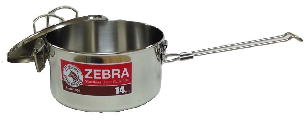 Zebra Stainless Steel Food Box And Pan With Snap On Lid, 14Cm, Silver