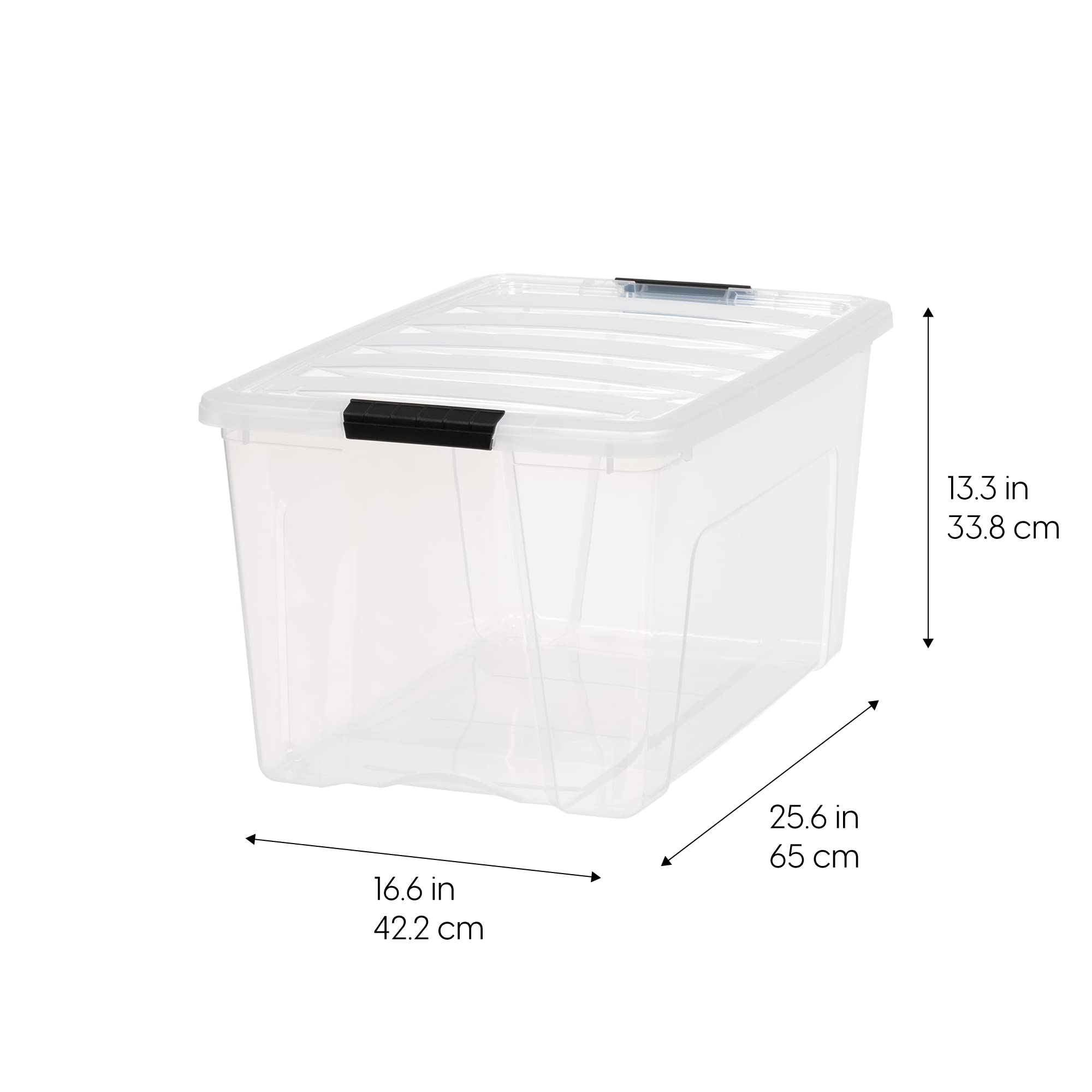 IRIS USA 4 Pack 72qt Clear View Plastic Storage Bin with Lid and Secure Latching Buckles