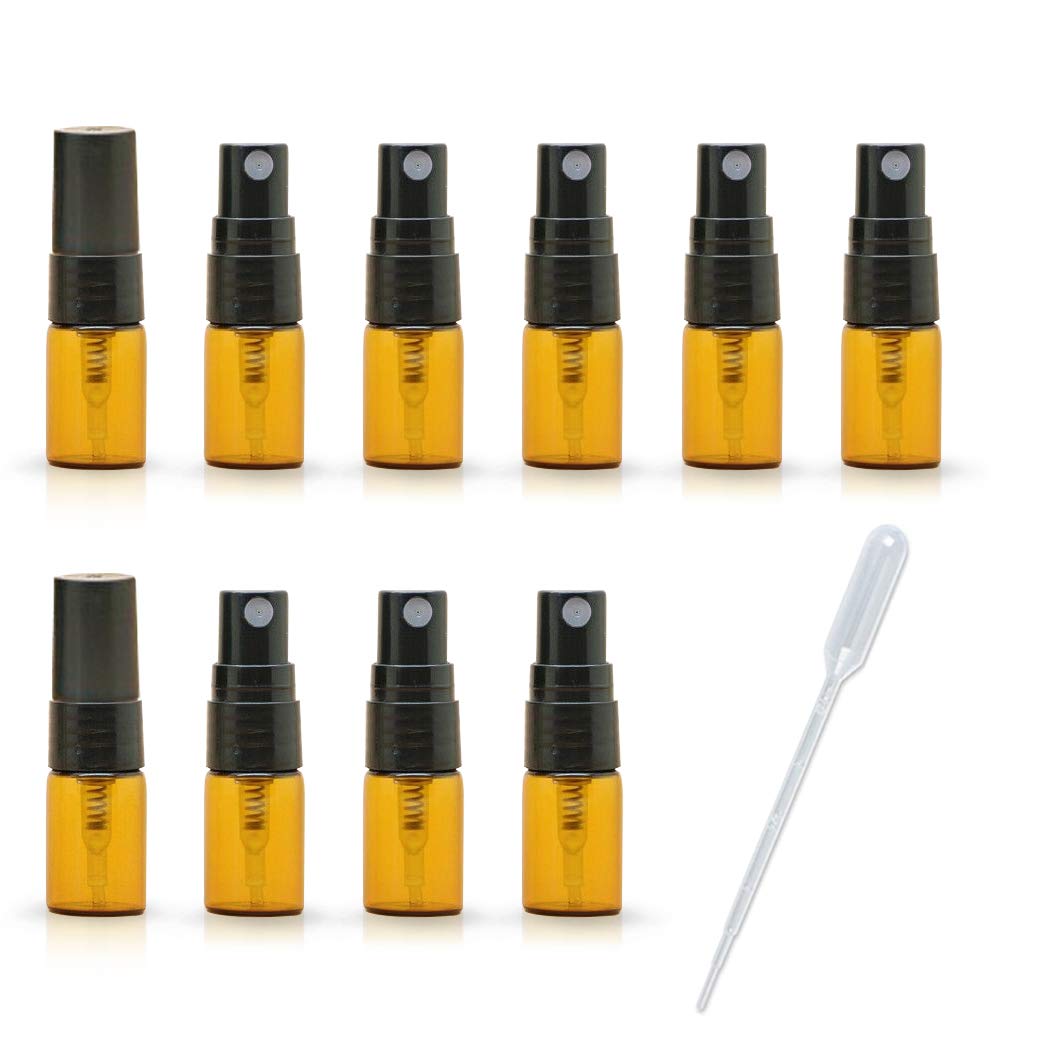 ZbFwmx 2ML Empty Mini Perfume Glass Bottle Mist Spray Pump Sample Pen Contaier Small Perfumes Atomizer Sprayer Vial Containers (