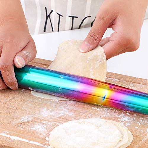 Buyer Star Rainbow Rolling Pin-15.8-Inch Professional Rolling Pin Fondant, Dumplings, Cookies, Pizza Dough, Pasta, Pie Crust, Pa
