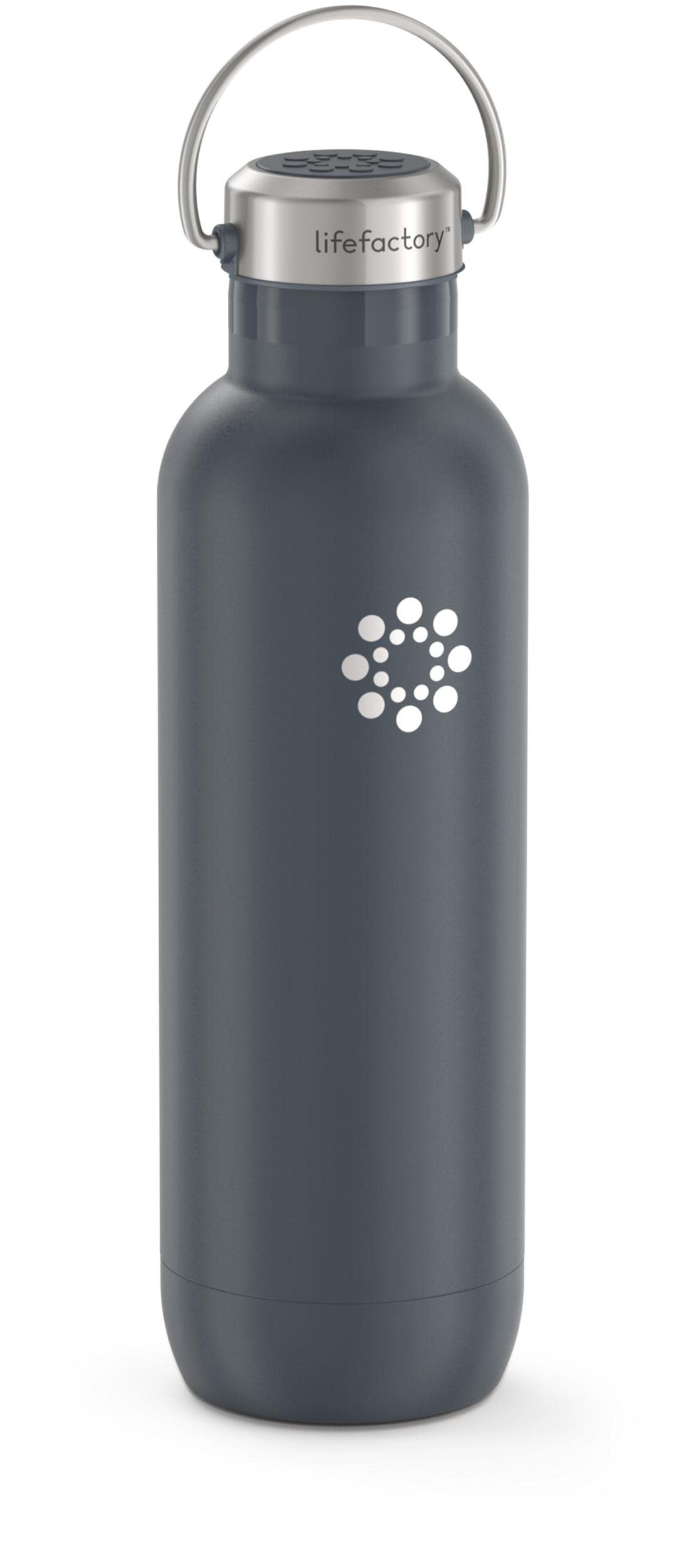 LIfeFactory Stainless Steel Vacuum-Insulated Sport Bottle  24 Ounce  Carbon