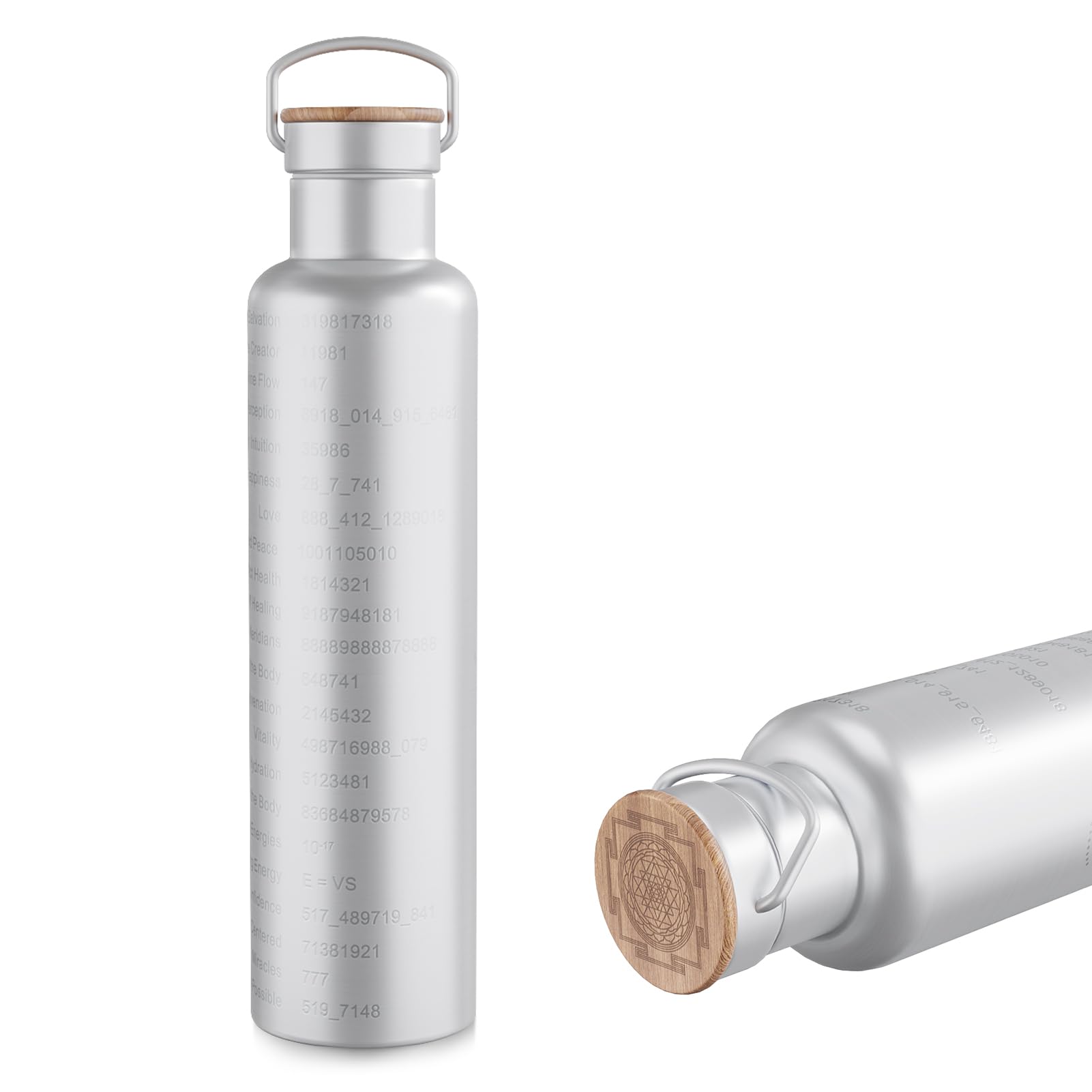 Grabovoi Water Bottle, 1L Vacuum Flask with Engraved Numbers