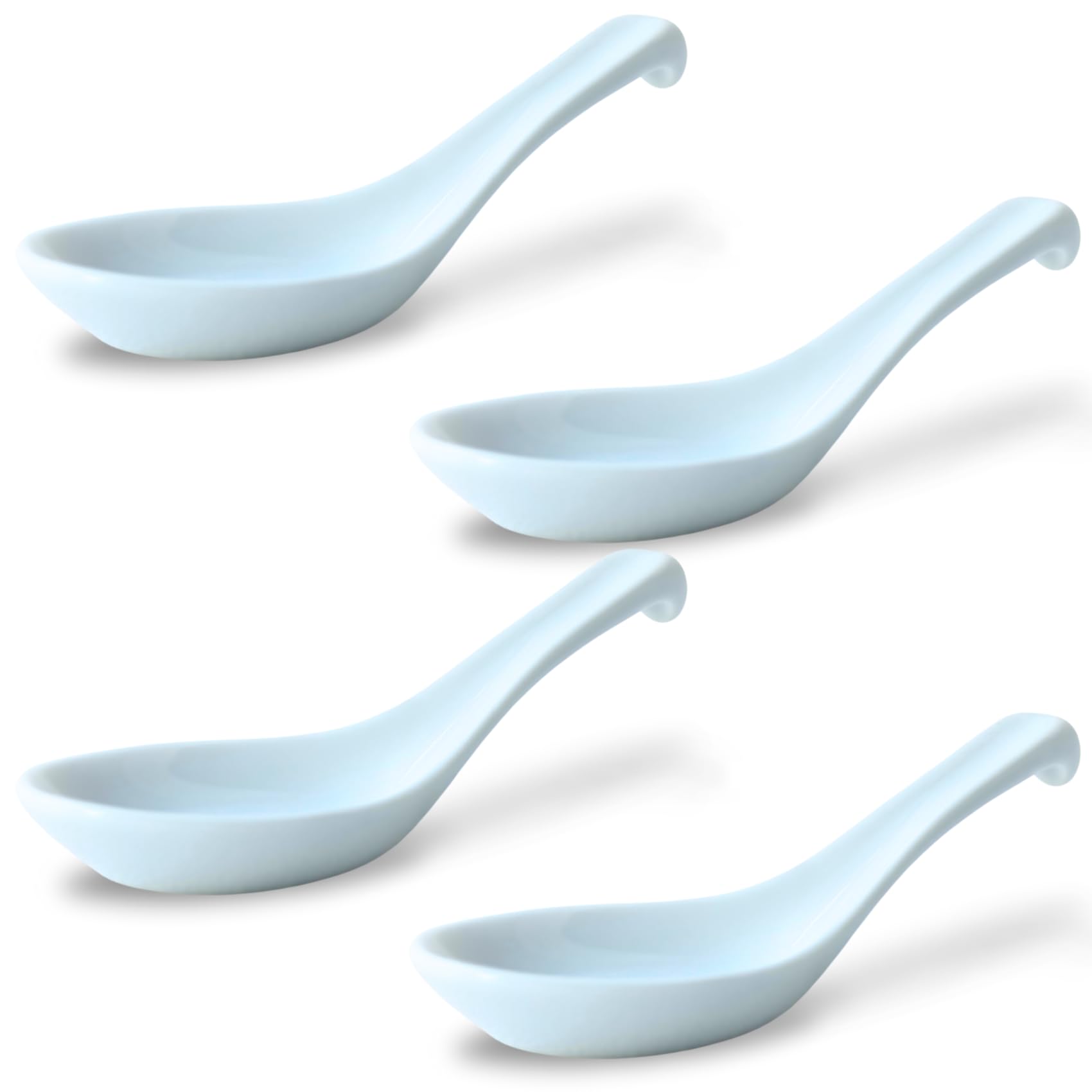 4set Mino ware Japan Renge, White, Chinese Won Ton Soup Spoon For soba, pho, ramen, Noodle, Rice Spoons,Asian Soup Spoons,Korean