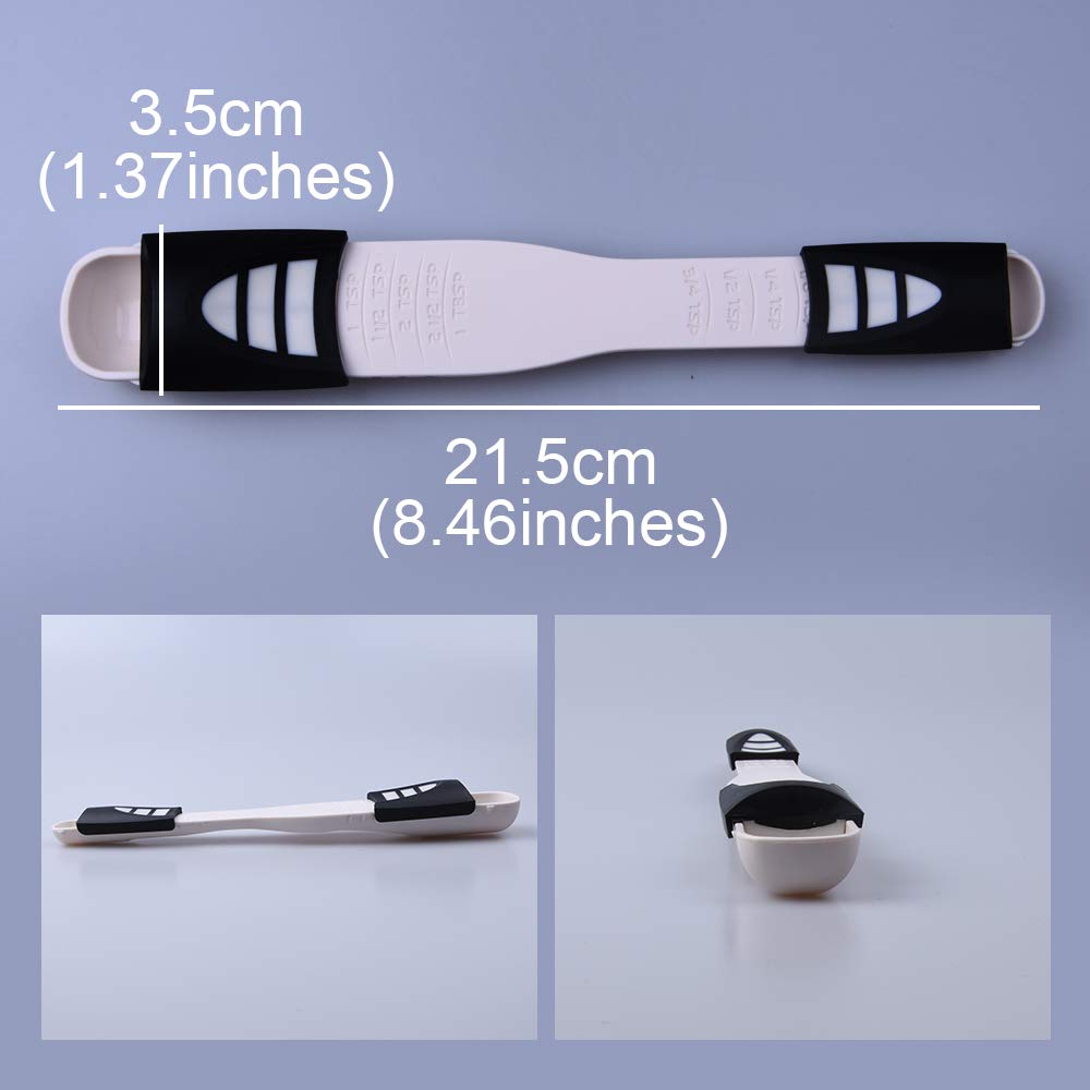 Adjustable Measuring Spoon White,Creative Double End Adjustable Scale, Eight Stalls Measuring Spoon,Measuring Dry/Semi-Liquid In