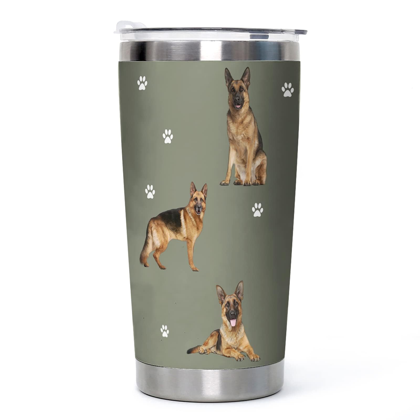 German Shepherd Dog Tumbler Vacuum Stainless Steel Insulated Coffee Travel Cup, Gift to Dad, Dog Mom,Dog Lovers, Dog Pattern Tum