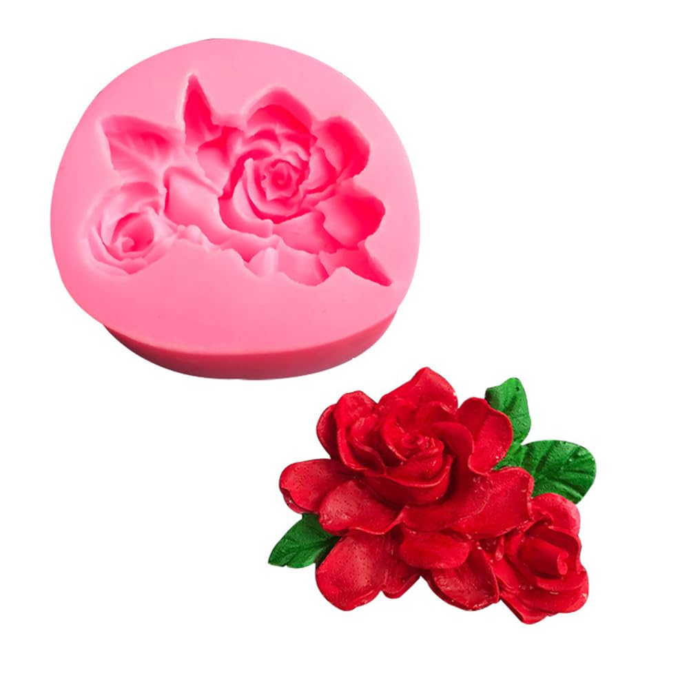 2 Pack Flower Fondant Molds Silicone Gardenia Plumeria Rubra Flower Mold Candy Chocolate Kitchen Baking Tools, Cookies, Flower P