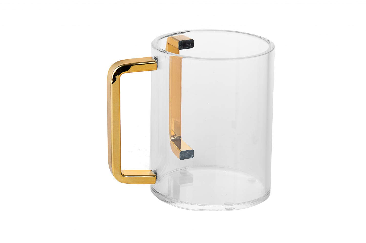 Judaica Place Lucite Hand Washing Cup For Netilat Yadayim, Dual Handle Wash Cup For The Jewish Ritual - Gold And Clear