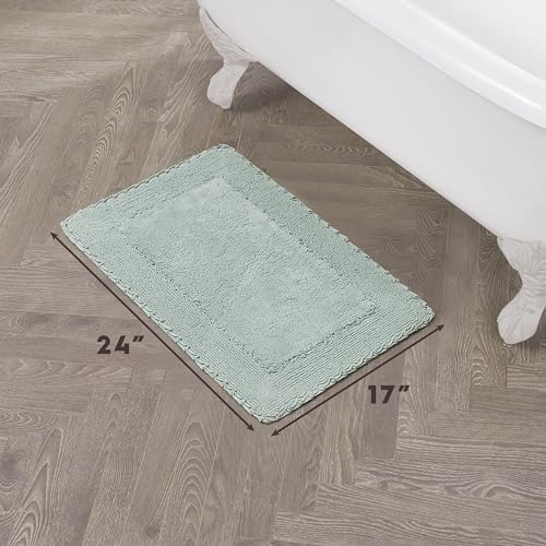 Laura Ashley Ruffle Cotton 17'' X 24'' Bath Rug, Aqua