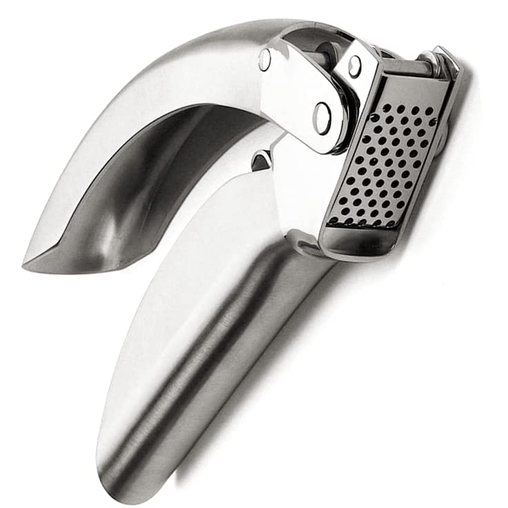 Coolkits Garlic Press, Stainless Steel Garlic Mincer, Durable Professional Grade Dual Lever-Assisted Garlic Crusher With Large C