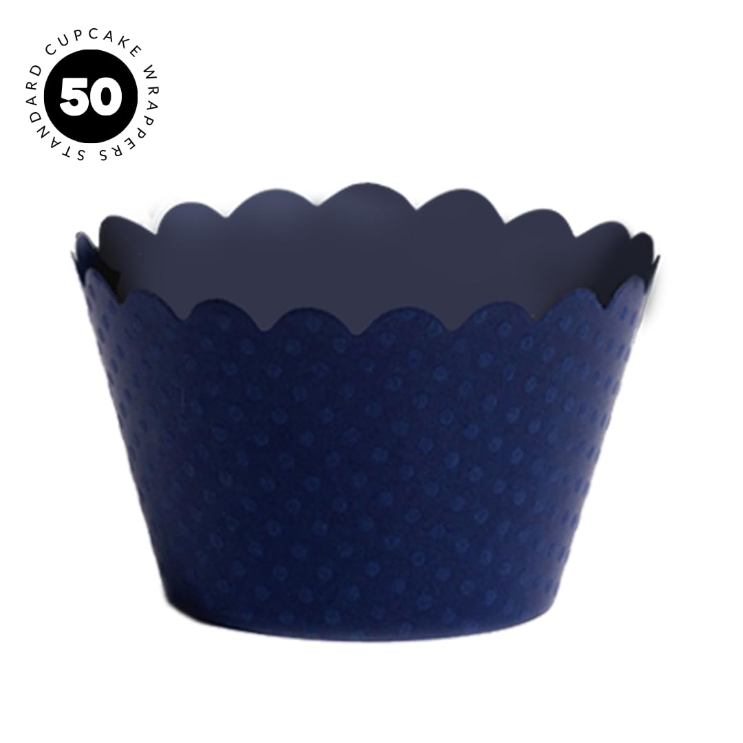 Dress My Cupcake Standard Navy Blue Cupcake Wrappers, Set Of 50