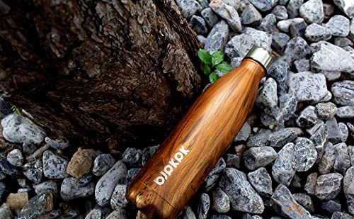 Bjpkpk Insulated Water Bottle 17 Oz Stainless Steel Water Bottles Cola Shape Kids Water Bottles For School -Wood Graphics-Prussi