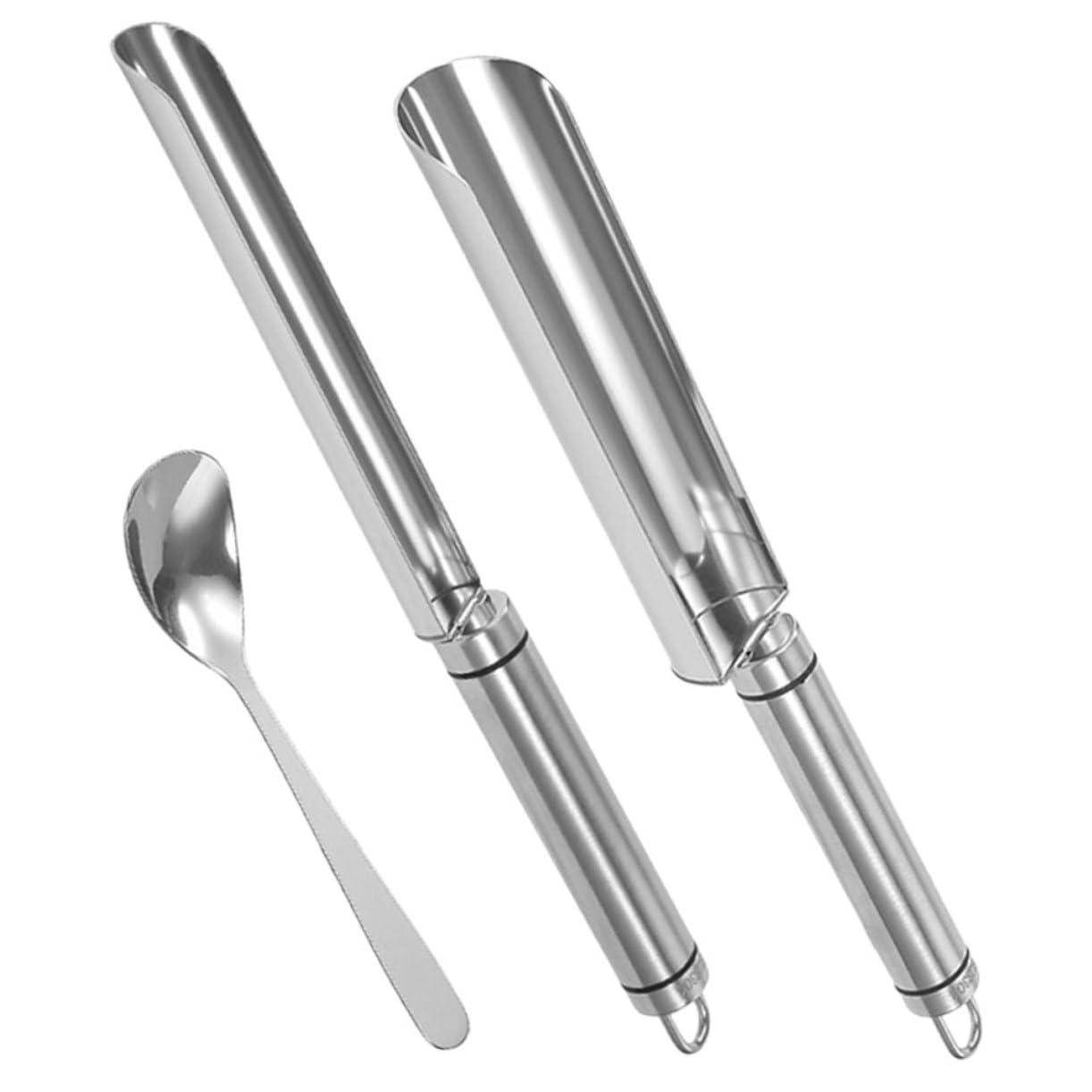 HOMSFOU Kitchen Meatball Maker Set with Spoon 10.62 Inch Stainless Steel Meat Baller Tool for Fish Balls Shrimp Balls and Diy Me