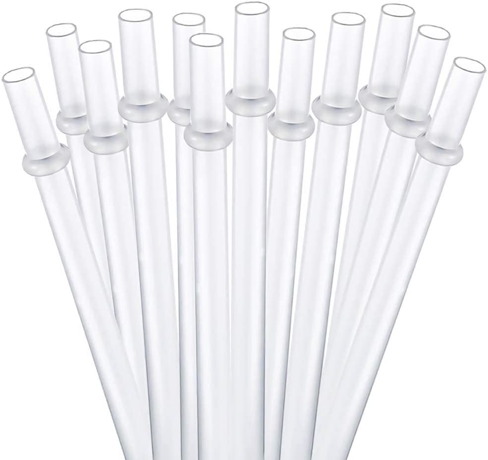 Dakoufish 15 Inch Long Reusable Clear Plastic Replacement Drinking Straws For 128 Oz & 100 Oz & 64 Oz Water Bottles,Tumblers, Se
